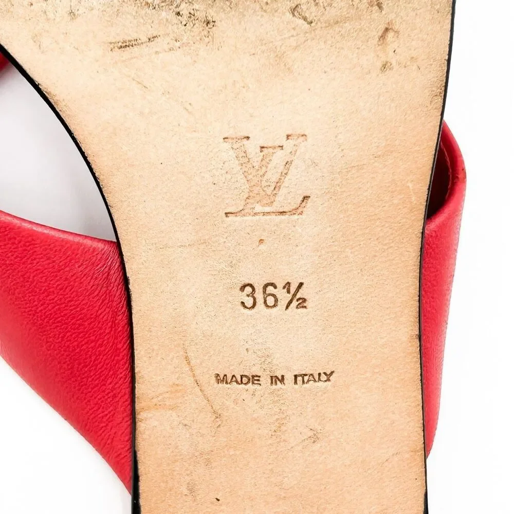 Louis Vuitton Pink Leather Sandals Mules Low Heel 36.5, 6.5